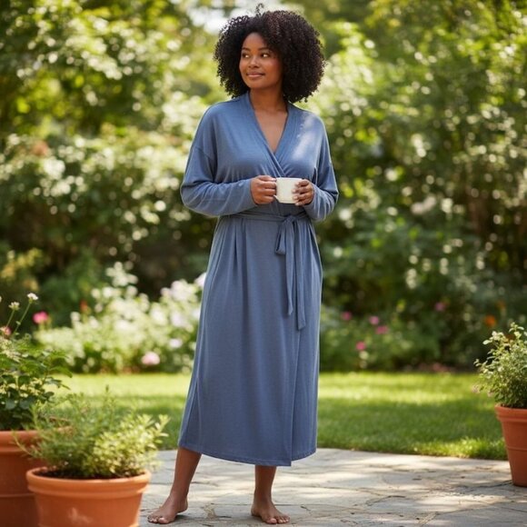 Soma L/XL Cool Nights Long Sleeve Robe Soft Purple Lavender Wrap - Picture 1 of 15